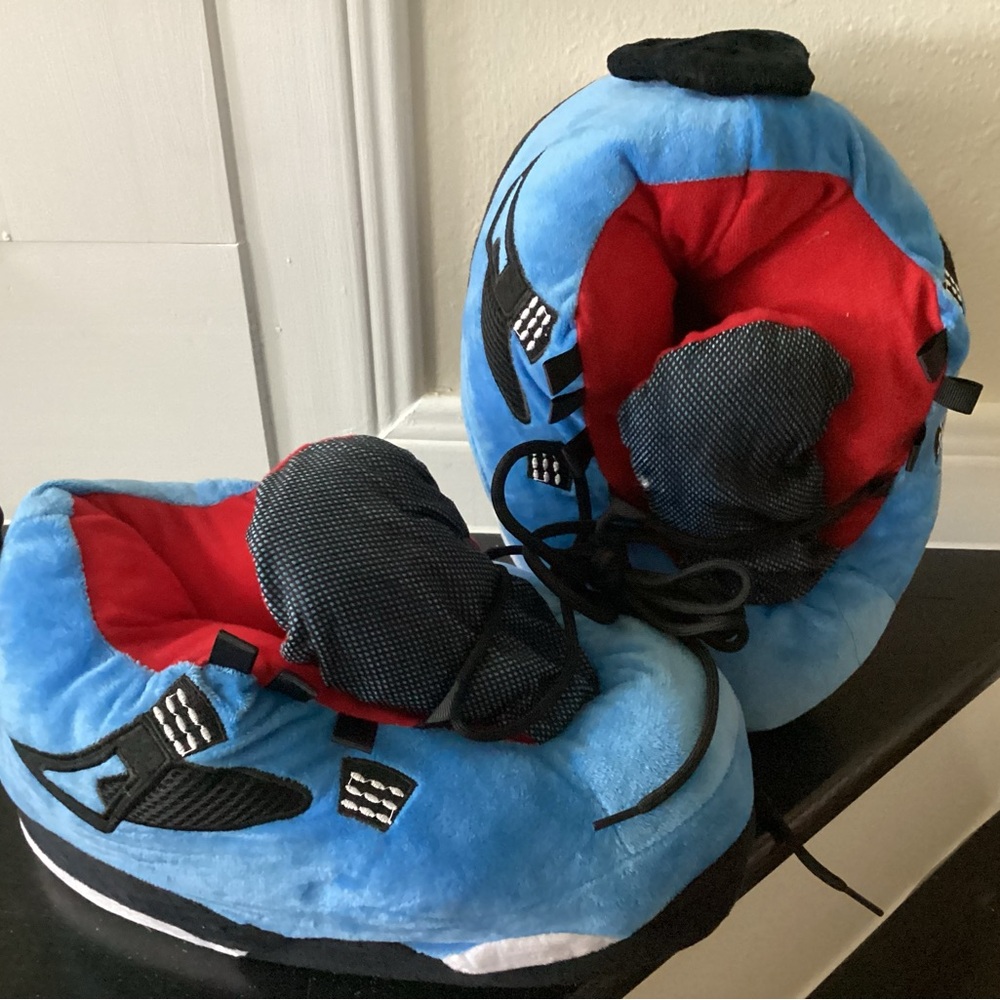 Blue and Red Plush Sneakers
